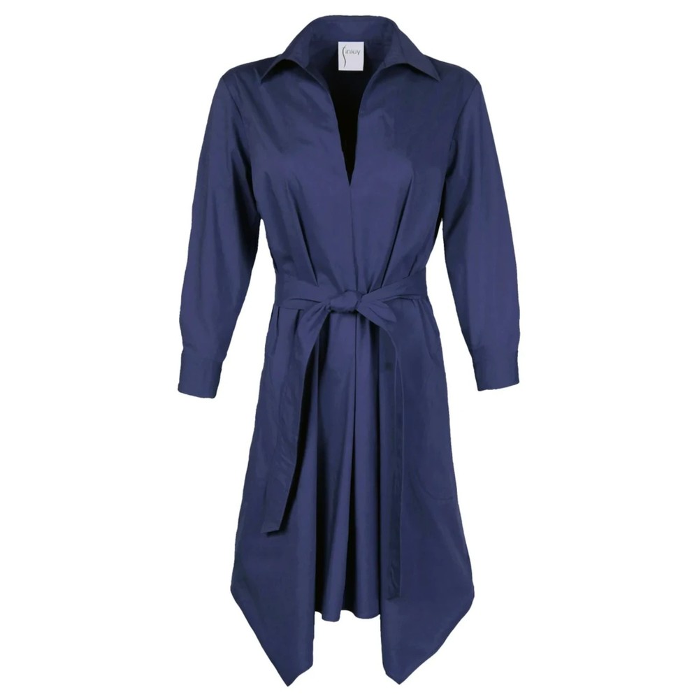 Reduced /Finley Designer Navy Blue Stretch Lagenlook Shirt Dress Women's Medium